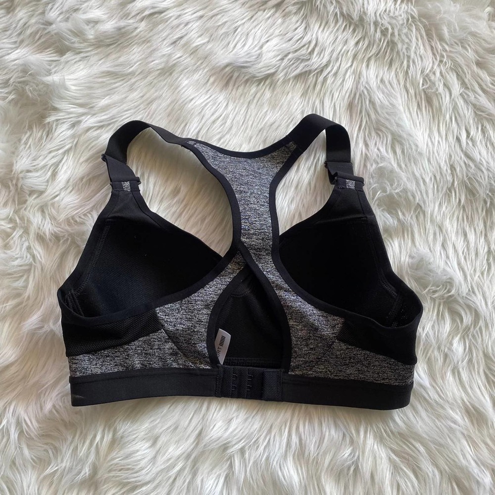 Victoria Secret VSX Sport Sports Bra 32B pullover heathered gray criss cross - Picture 2 of 5